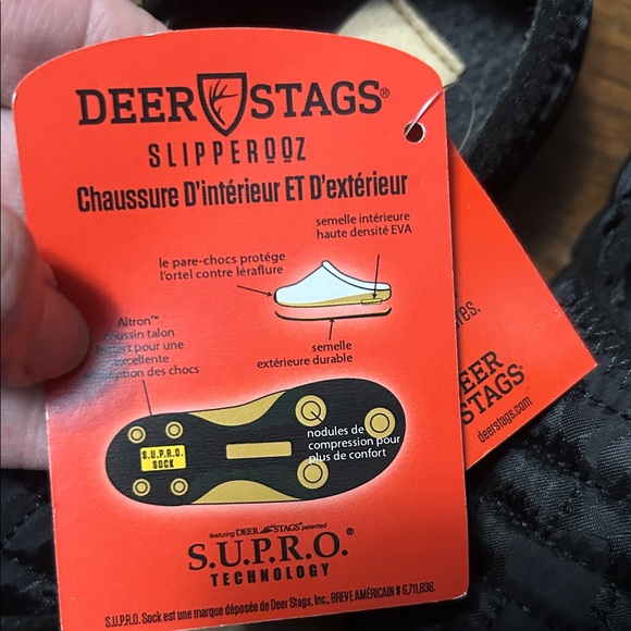 Deer Stags Kids Black Quilted Slippers - Picture 3 of 4